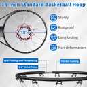 18" Basketball Rim, Basketball Hoop Replacement Wall Door Mounted Outdoor Indoor Hanging Double Spring with All Weather Net
