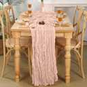 2 x 6 Pack Pink Cheesecloth Table Runner 120 Inch 10 FT Boho Gauze Dusty Pink Cheese Cloth Table Runner for Bridal Baby Shower Wedding Birthday Party Holiday Centerpiece for Home Decorations