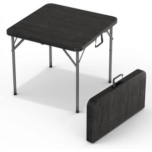 34" Square Foldable Table with Built in Handle & Detachable Steel Legs | Heavy Duty Portable | Perfect for Party, Dining, Events, Picnic Indoor, Outdoor, Camping, Temporary, Black