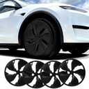 19 Inch Wheels Cover for Tesla Model Y Juniper 19 Inch Wheel Hubcaps Matte Black Accessories 4 PCS (Black, 19inch-Model Y Juniper 2026+)