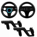 Arrocent Steering Wheel and Zapper Gun Set Compatible with Wii Wii U Remote (Pack of 2, Black)