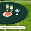 Smiry Round Spandex Tablecloth, Elastic Fitted Washable Tablecloths for 45"-56" Tables, Waterpoof Stretch Picnic Table Cover for Dining, Indoor and Outdoor, Hunter Green