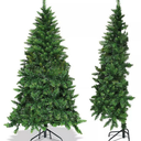 7FT Pre-Lit PVC Artificial Half Christmas Tree 8 Flash Modes w/ 230 LED Lights
