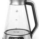 Hazel Quinn Glass & Stainless Steel Electric Kettle, 1.5 Liters Tea Kettle | Quiet Boil, 1C Temp Control, 24H Keep Warm, Anti-Residue Bottom, Auto Shut-Off, BPA-Free Hot Water Kettle, 1000W Fast Boil