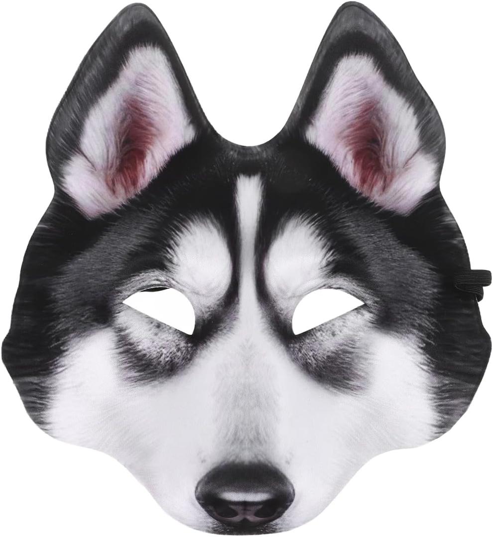 Halloween Husky Mask Costume Breathable Eva Dog Mask with Adjustable Strap for Kids Adults Carnival Cosplay Events Role Play