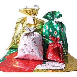 WesGen Christmas Gift Bags, 40Pcs Santa Wrapping Gift Bag in 4 Sizes and 4 Designs, with Ribbon Ties and Tags WesGen Christmas Gift Bags, 40Pcs Santa Wrapping Gift Bag in 4 Sizes and 4 Designs, with Ribbon Ties and Tags