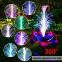 Solar Hummingbird Wind Spinners, Solar Firework Lights Garden Dcor, Metal Lotus Flower Windmill Colour Changing Optical Fiber Lights Yard Decoration, Outdoor Wind Sculpture for Lawn Patio,Balcony