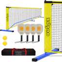Pickleball Net Set for Driveway, 22FT Regulation Size Pickleball Net with Paddles Set of 4, Outdoor Pickleballs and Carry Bag for Driveway, Weather Resistance Strong Steel Frame (Blue)