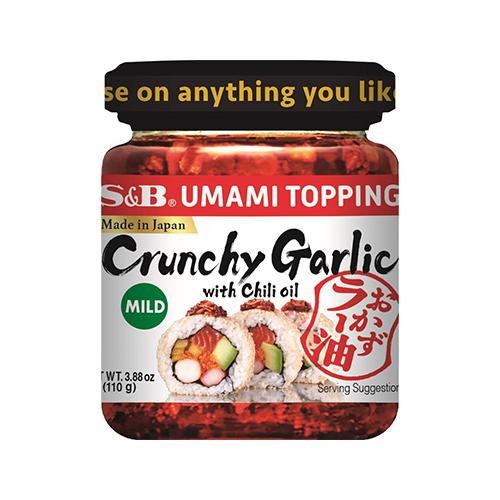 S & B Crunchy Garlic with Chili Oil, Mild, Use on Anything You Like, 3.9 Ounce (Pack of 6) (BBD 09/04/2026)