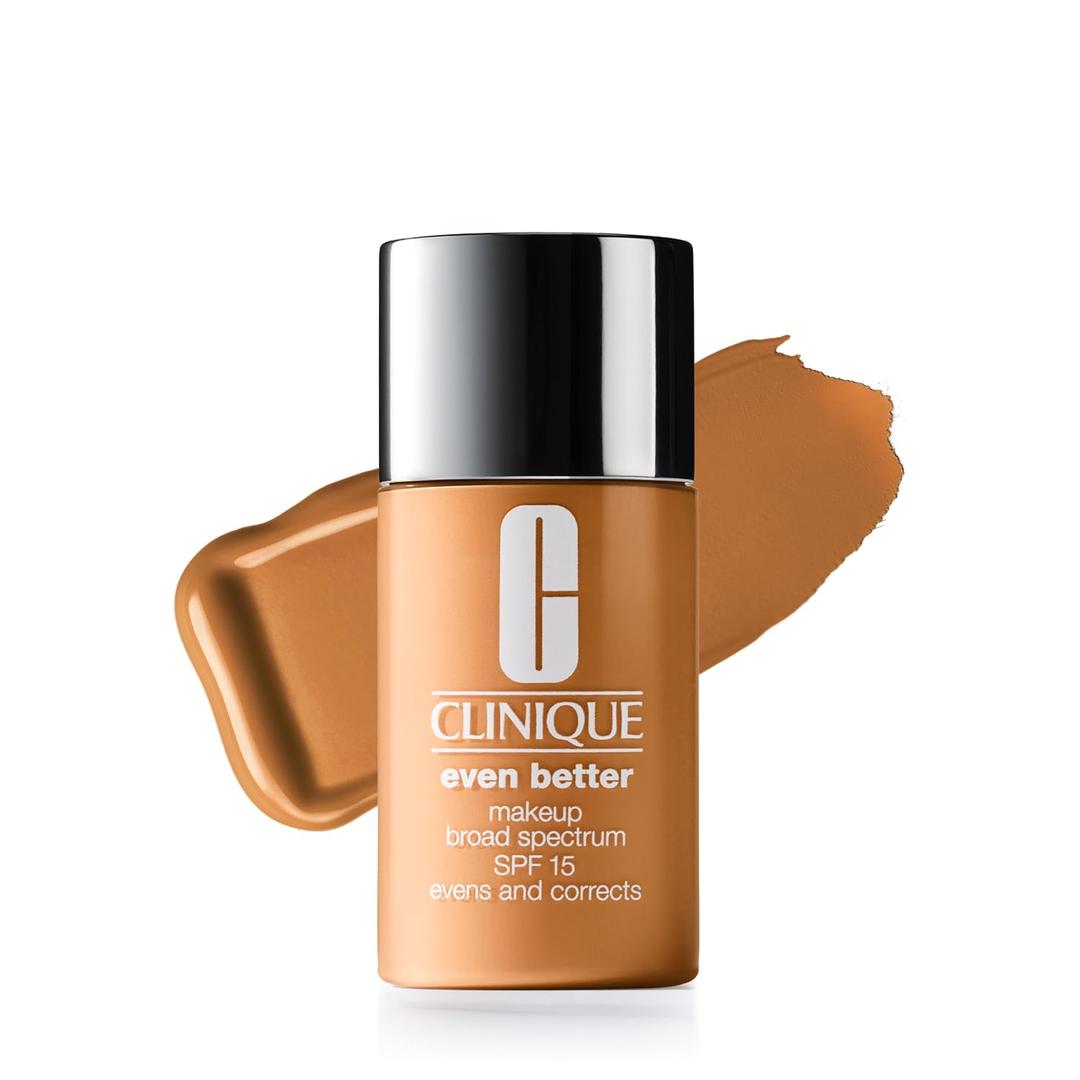 Clinique Even Better Makeup Liquid Foundation SPF 15 With Vitamin C For Dry + Oily Combination Skin Types | Medium Coverage + Natural Finish | Evens Skin Tone + Reduces Dark Spots (BP Ginger WN 112 - deep, warm-neutral undertones)