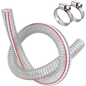1 1/4 '' ID x 1 1/2 '' OD Heavy-Duty Steel Wire Vacuum Suction Hose, PVC High Pressure UV Chemical Resistant Thick Flexible Vinyl Tubing, Bilge Pump Hose, 32.8FT