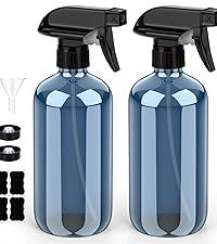 Glass Spray Bottle with Silicone Sleeve Protection, Amber Glass Spray Bottle Set for Window Cleaner Aromatherapy Facial Hydration Watering Flowers Hair Care 2 Pack/16 oz  Blue