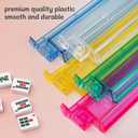 Mahjong Racks with Pushers Set of 4, 18.5'' Clear Plastic American Mahjong Tile Racks, Mah Jongg Accessories Gifts for Mj Enthusiast