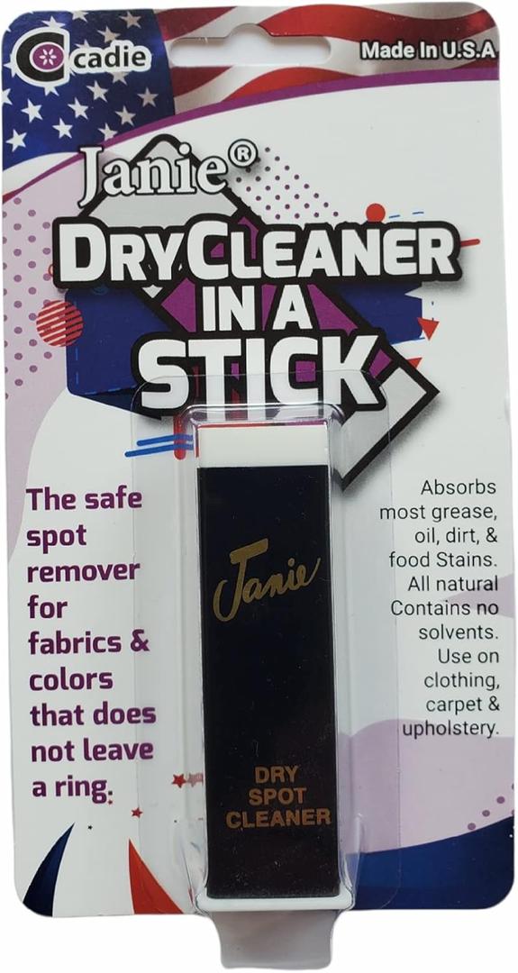 JANIE Dry Cleaner In A Stick, Dry Spot Cleaner, Stain Remover - Absorbs Most Grease, Oil, Dirt, & Food Stains.Use On Clothing, Carpet & Upholstery