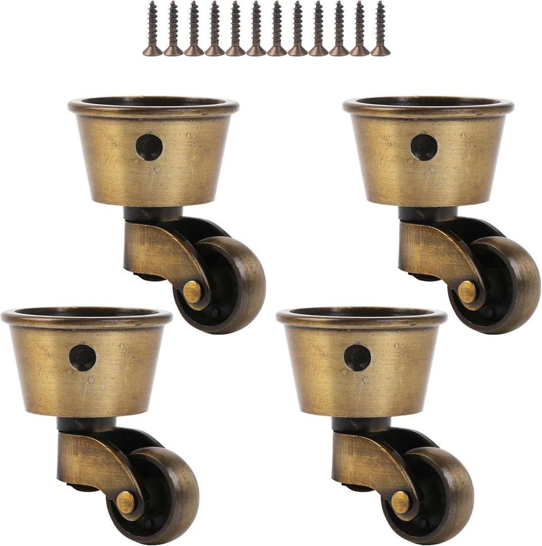 BQLZR Vintage Round Cup Casters for 32mm Dia Legs 360 Degree Swivel Wheels Pack of 4