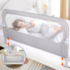 Baby Bed Rail Guard for Toddlers - 47" Toddler Bed Side Rails for Twin, Full, Queen Bunk Size Bed Swing Down Bedrail Extral Tall Child Safety Side Railing Guards for Kids (47 Inch, Grey)