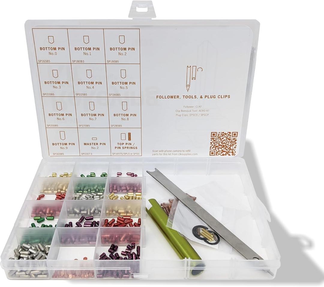 Premium Schlage Rekey Kit Compatible with 50 Master Pins | Schlage Rekeying Kit with Seal-Tight Plastic Box | Lock Pinning Kit Compatible with 50 Bottom, 50 Top Pins and 50 Spring