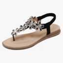 Women Sandals Rhinestone Dressy Casual Summer flat flip flops Comfortable Sandals EU43