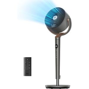 Dreo Fan for Bedroom, 120 Oscillating Standing Fans,Quiet Floor Fan with DC Motor, 85ft Pedestal Fans for Room,8 Speeds, 3 modes, 20dB, 120 Manual Vertical, 35-40" Adjustable Height, 8H Timer,Grey