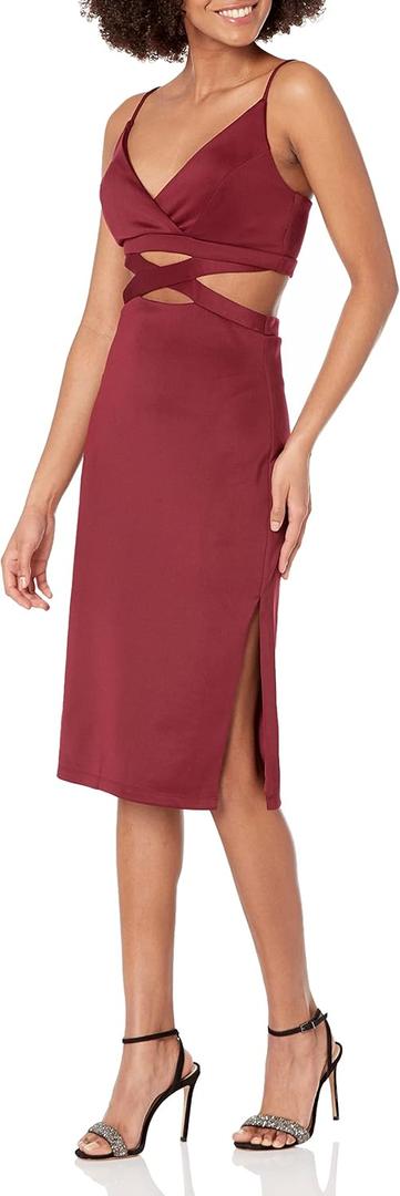Speechless Women's Sleeveless Midi Fitted Dress (1, Red)