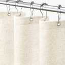 Awellife Flax White Shower Curtain Linen Textured Boho Farmhouse Shower Curtains for Bathroom Fabric Liner 72 x 72 Inch