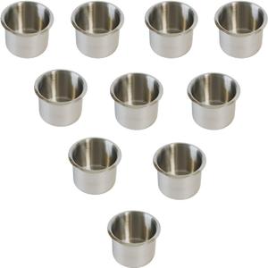 SEETOOOGAMES Drop-in Cup Holder Insert - 10 Pack Stainless Steel Poker Table Drink Holder Replacement for Casino Game Desk, Couch, Car, Boat, Sofa, Benches, Truck