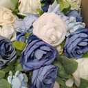 XunYee Artificial Wedding Flower Swag for Wedding Welcome Box Sign Artificial Flowers Decorations with Base for Reception Bridal Shower Party Ceremony Backdrop Outdoor Table Centerpieces(Blue)