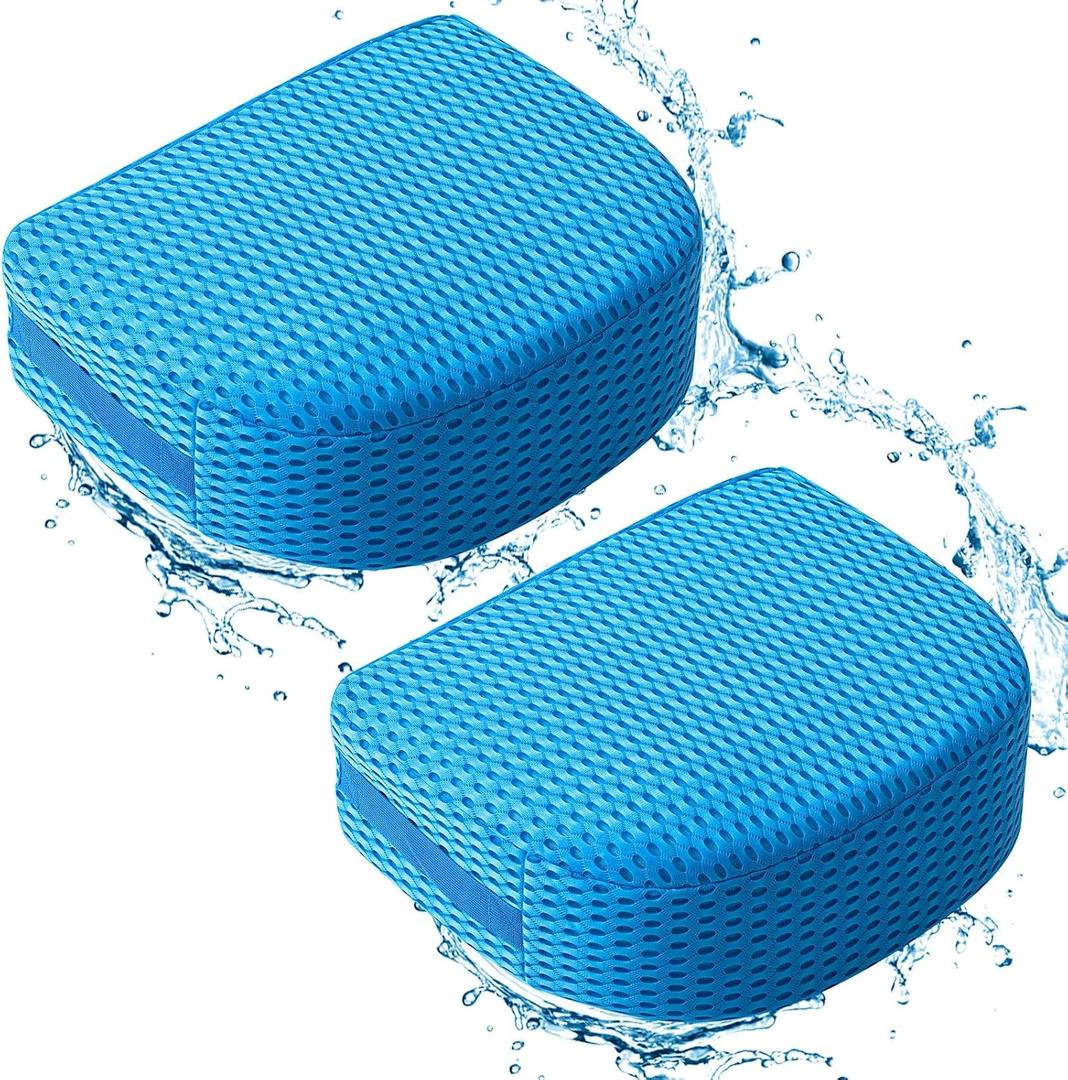 Suzile 2 Pcs Hot Tub Booster Seat Weighted Spa Bathtub Booster Seat Micro Dot Non Slip Quick Dry Bottom Portable Inflatable Cushion with 3D Mesh Cover Tub Accessory for Indoor Outdoor(Blue)