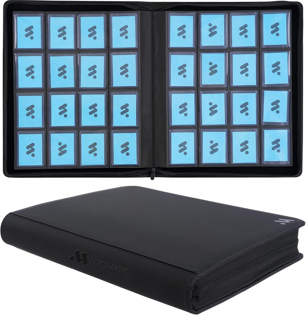 Top Loader Binder, Holds 640 Top Loaders,16 Pocket Top Loader Binders for 3" x 4" Rigid Cards,Top Loader Card Binder for Hard Plastic Top Loaders -Black