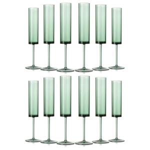 12 Pack Acrylic Dark Green Wine Glasses Green champagne glasses Champagne Flutes Sparkling Wine Glasses Wine Goblets Wedding Glassware Set Drinkware Glasses for Wedding Bar Celebration Baby Shower