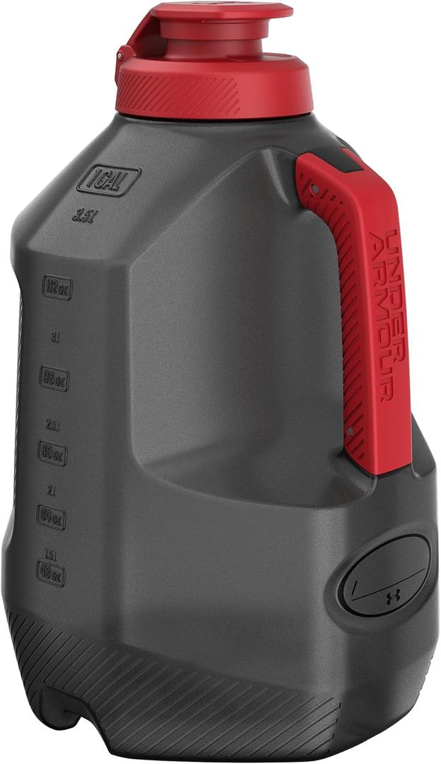 Under Armour 1 Gallon Water Bottle, Large Sports Jug, Durable, Gym Water Bottles for Men and Women, Football, Basketball, Black/Black