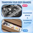 3-Pack Expandable Drawer Organizer for Deep Drawers, Adjustable 1727 in Storage Tray, Durable PP Smooth Glide Divider for Kitchen, Vanity & Office, Space-Saving Design