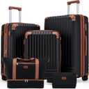 KUNEL Expandable 5 Piece Luggage Sets with Detachable Spinner Wheels and TSA Lock, Unisex Hardside ABS Suitcase Set, Hardshell Lightweight Waterproof Travel Hard Case Suitcases with Wheels, Black