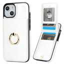 KIHUWEY for iPhone 13/14 Case Wallet with Credit Card Holder, 360° Rotation Ring PU Leather Magnetic Clasp Kickstand Heavy Duty Protective Cover for Women and Men 6.1 Inch (White)