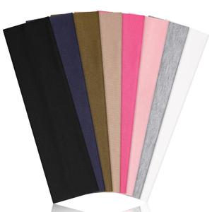 Ztomine Headbands for Women, 8pcs Stretchy Non Slip Soft Cotton Cloth Hair Bands for Sports, Workout, Yoga and Running