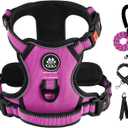 IVY&LANE No Pull Dog Harness for Small Dogs, Dog Vest Harness with Leash, Safety Belt and Storage Strap, Fully Adjustable Harness, 360 Reflective Strip, Soft Handle (Fuchsia Pink,S)
