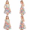 Girls Summer Ruffle Sleeve Floral Dresses Smocked Flowy A-Line Cotton Sundresses for Girl Casual Boho Dress 4-12 Y Multicolored