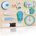 ATOYUS Montessori Busy Board Toys for Toddlers, Wooden Sensory Activity Toys for Kids, Learning Educational Travel Toy, Fine Motor Skills Christmas Birthday Gifts for Boys Girls