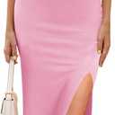 PRETTYGARDEN Women's 2025 Summer Midi Dress Sleeveless One Shoulder Cutout Side Slit Bodycon Dresses (Medium, Pink)