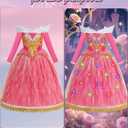 Princess Dress up for Girls Blue Costume for Kids Deluxe Fancy Dresses Halloween Birthday Party Carnival Outfit (Blue)