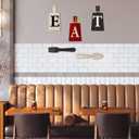 Jetec Cutting Board Eat Sign Set Hanging Art Kitchen Eat Sign Farmhouse Fork and Spoon Wall Decor Rustic Primitive Country Kitchen Decor for Home over Cabinet Decoration(Red, Black, Beige)