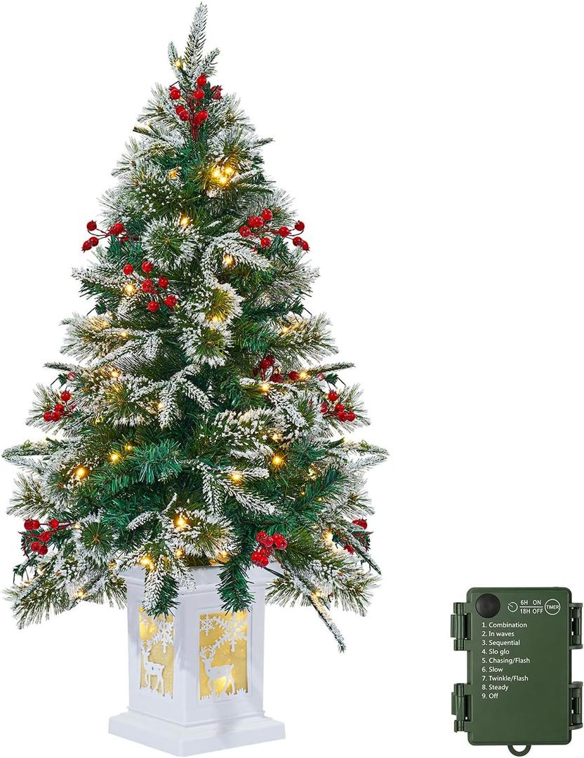 3 FT Pre-Lit Artificial Christmas Tree with Vintage Potted Base, 1 Pack