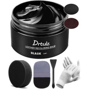 Black Leather Recoloring Balm, Leather Color Restorer Conditioner, Leather Repair Kits for Vinyl Furniture, Sofa, Car Seats, Shoes - Repair Leather Color on Faded & Scratched Leather Couches