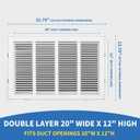 20x12 Return Air Grille [Duct Opening Size],Return Air Vent Cover for Wall Or Ceiling,Steel Return Air Filter Grilles Removable Face/Door for 1 Inch Filters (20"W x 12"H [Duct Opening])