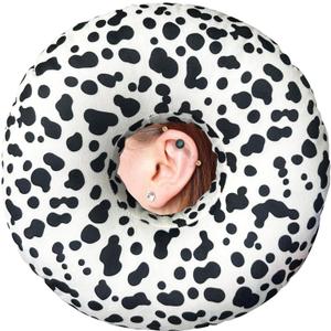Ear Piercing Pillow for Side Sleepers Pillows with Holes for Ear Pain,Donut Pillow for Ear Side Sleeping Pillow for Adults CNH Ear Pain Relief Pressure Sores Ear Pillow with Hole in Center (One Size, Cow)