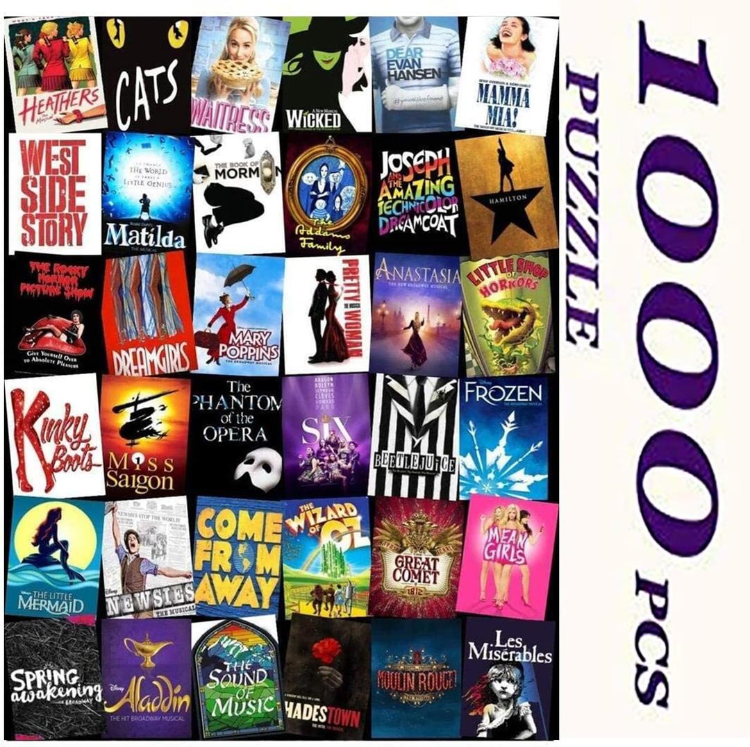 QISHOP 1000 Pieces Jigsaw Puzzles for Adults, Broadway Musical Theater 29.719.6 Inch Colorful Puzzles for Children and Teens Ages 12 and up, Difficult Puzzle Art for Men and Women(CAT)