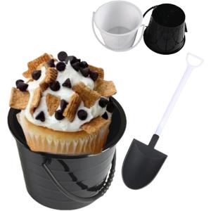 40 Set Plastic Dessert Cups with Shovel Spoons, 5.7 oz Mini Bucket Ice Cream Cup for Birthday Party SuppliesReusable,DIY Baking, Ice Cream, Cupcakes and Mousse
