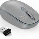TECKNET Wireless Mouse, 2.4G Quiet Computer Mouse with USB Receiver, 4 Buttons Portable Cordless Mice for Chromebook, Laptop, PC, Mac, 800/1200/1600 DPI - Grey