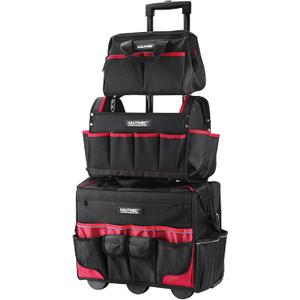 HAUTMEC 3-Piece Rolling Tool Bag Set, 18" Wheeled Tool Bag, 15" Open Top Tool Tote & 12" Wide Mouth Small Bag, Heavy-Duty 1680D Water-Resistant Tool Storage with Off-Road Wheel & Telescoping Handle