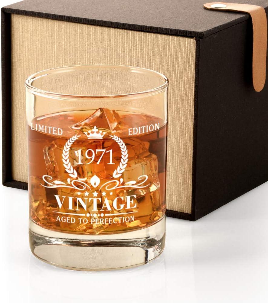 Triwol 1971 54th Birthday Gifts for Men, Vintage Whiskey Glass 54 Birthday Gifts for Dad, Son, Husband, Brother, Funny 54th Birthday Gift Present Ideas for Him, 54 Year Old Bday Party Decoration